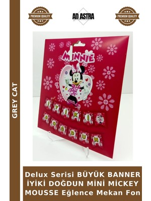 Grey Cat Delux Serisi Büyük Banner Iyiki Doğdun Mini Mickey Mousse Eğlence Mekan Fon