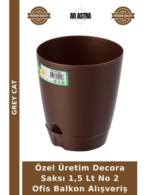 Grey Cat Özel Üretim Decora Saksı 1,5 Lt No 2 Ofis Balkon Alışveriş