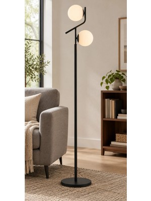 Browia Lighting Salen 2’li Küre Başlıklı Modern Beyaz Lambader