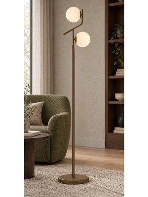 Browia Lighting Salen 2’li Küre Başlıklı Modern Beyaz Lambader