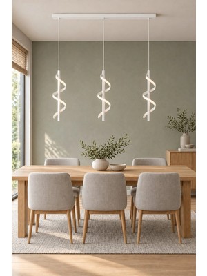 Browia Lighting Saral 3’lü Spiral Tasarımlı Modern Salon & Mutfak 3 Renk LED Sarkıt Avize