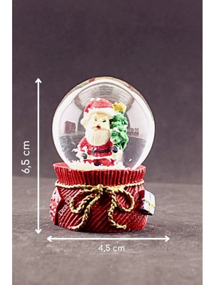 Ersert Ers Yeni Yıl Noel Baba ve Çam Ağacı Temalı Mini Boy Kar Küresi 6,5 cm
