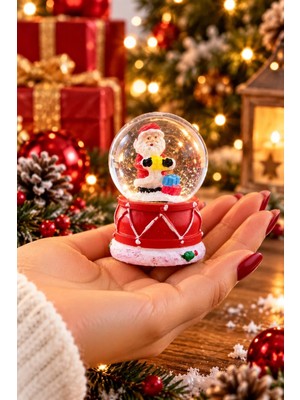 Ersert Ers LED Işıklı Noel Baba Kar Küresi 7 cm Mini Yılbaşı Dekoratif Biblo 2027 Yeni Yıl Hediyesi