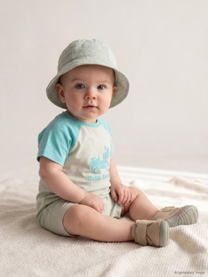 LC Waikiki Lcw Baby Yeşil Bisiklet Yaka Erkek Bebek Penye Tulum