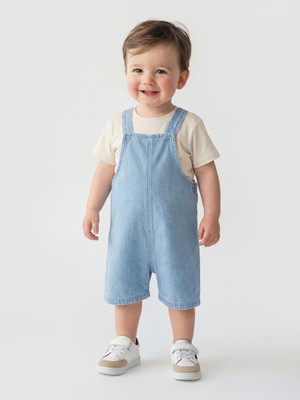 LC Waikiki Lcw Baby Indigo Erkek Bebek Salopet ve Tişört Takımı