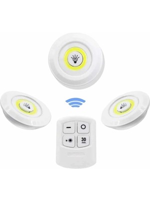 Hace Bazaar Dolap Işığı Mutfak Rafı Işığı Uzaktan Kumandalı 3 Lü Spot LED Lamba