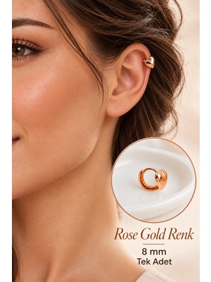 Moonzy Minimalist & Cozy Rose Gold Bombeli Kalp Piercing Minimal Helix Kıkırdak ve Lob Küpesi