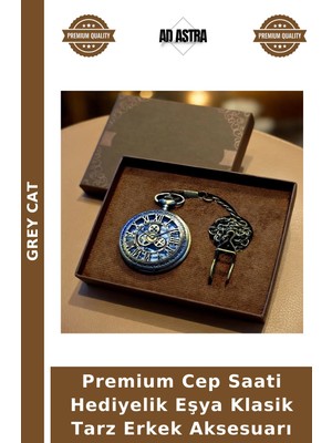 Grey Cat Premium Cep Saati Hediyelik Eşya Klasik Tarz Erkek Aksesuarı