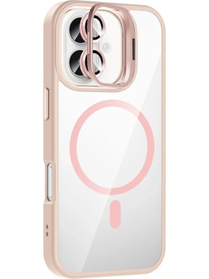 Mey Ithalat® iPhone 17 Remim Lensli Magsafe Standlı Kapak - Pembe
