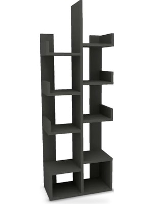 Odea Tr Nysa 10 Bölmeli Kitaplık 53X132 cm Salon ve Çocuk Odası, Koyu Gri