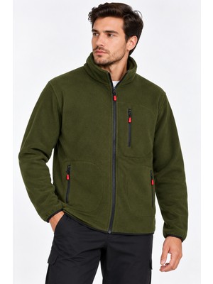 Neco Giyim Erkek Polar Ceket Fermuarlı Dik Yaka Çok Cepli Kışlık Outdoor Günlük Spor Üst Giyim