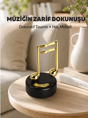 Hace Bazaar Altın Nota Figürlü Dönen Müzik Kutusu Dekoratif Music Box Yeni Nesil