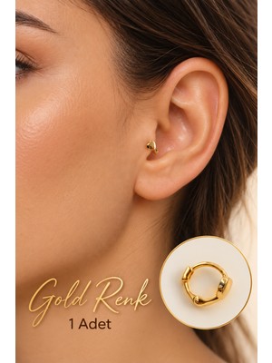 Moonzy Minimalist & Cozy Mini Kalp Halka Piercing 6 mm Minimal Tragus Helix Kıkırdak Lob Küpesi , Gold Renk