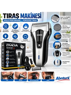 Abnturk Şarjlı Erkek Günlük Sıfır Sakal Tıraş Makinesi-Taşınabilir Yedek Folyo ve Temizleme Fırçalı Sinek Kaydı Tıraş Makinesi