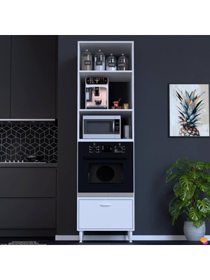 modilayn Belek Ankastre Fırın Dolabı 60X125,3 cm Boyutunda - Çekmece, Kapak ve 1 Raf 2 Bölmeli