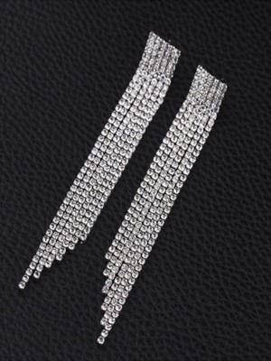 Mupte Jewelry 6 Sıra Şık Sallantılı Su Yolu Zirkon Taşlı Abiye Kadın Küpe