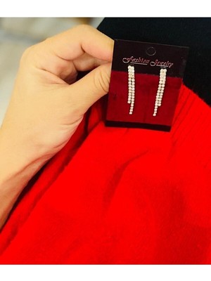 Mupte Jewelry Abiye Su Yolu 2 I Kristal Taşlı Sallantı Zirkon Taşlı Küpe