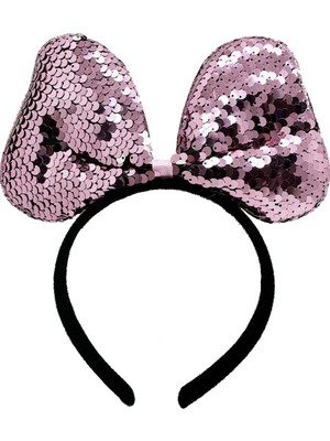 Yakup Tokatlı Moda Ytm Renk Değiştiren Pullu Payetli Fiyonk Parti Tacı Pembe Gümüş Renk 20X16 cm
