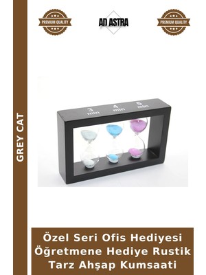 Grey Cat Özel Seri Ofis Hediyesi Öğretmene Hediye Rustik Tarz Ahşap Kumsaati