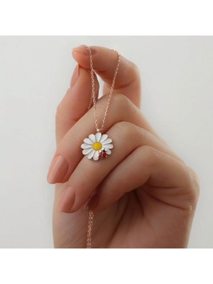 Takı925 925 Ayar Gümüş Rose Uğur Böceği Papatya Kolye