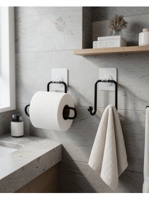 Hcc Trend Yapışkanlı Havlu Askılığı ve Rulo Kağıt Tutucu Set