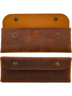 Milas Toptan El Yapımı Kalemlik Hakiki Deri, Deri Küçük Kalem Kutusu – Iş, Ofis, Okul Aksesuar Tutucu, Klasik ve Minimal El Yapımı Tasarım Vintage Kalemlik (Camel)