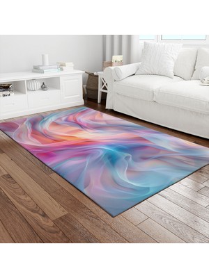 Painted Anarchy Pastel Ipek Tül Dalgası Baskılı Halı Kaymaz Dot Taban Yıkanabilir Dijital Baskı Salon Halısı