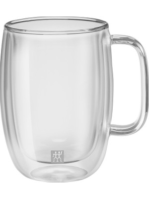 Marka Kolik Zwilling Sorrento Çift Camlı Kulplu 2'li Latte Macchiato Bardak Seti, Şeffaf, 450 ml