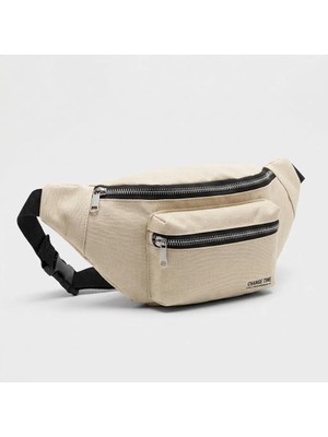 Marka Kolik Krem Unisex Bel Çantası Çapraz Askılı Günlük Kullanım Fermuarlı 30X13 cm - Lisinya