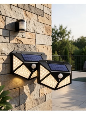 Teknodayım Solar Duvar Lambası 100 LED IP65 Su Geçirmez Uczduvarlambası3-1