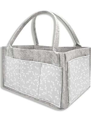 Martshop Martshop® Keçe Anne Bebek Bakım Çantası 772 Gri Çiçek