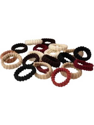 Kadın Kahverengi Ultra Esnek Tırtıklı 20 Li Havlu Lastik Toka Seti, Lastik Toka Seti, Toka Organizer, Toka, Kız Çocuk Toka, Kadife Toka