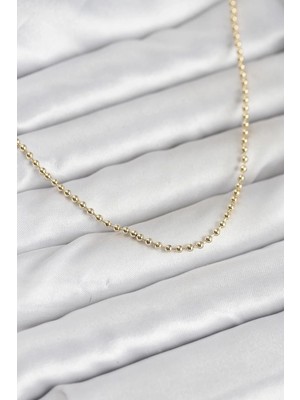 Ms Ms® cm 14K Gold Renk Top Zincirli Model 60 cm Kadın Kolye