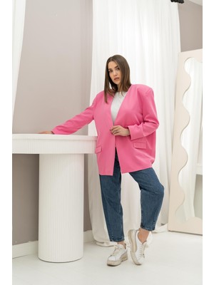 Maxi Modena Pembe Eteği Lastikli Ceket