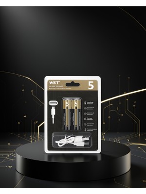 Vavis Tekrar Şarj Edilebilir Aa USB Type-C Pil 1000+ Döngü Uczzzsaatpili-4