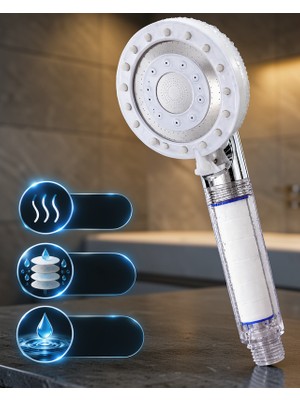 Fantastik Store Filtreli Masajlı Duş Başlığı 5 Fonksiyonlu Beyaz Model
