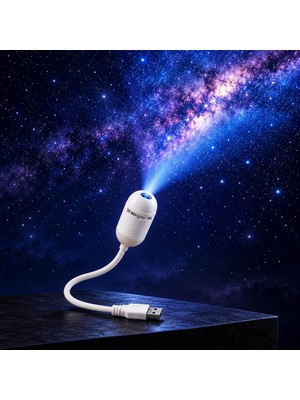 TemmuzX USB Mini Galaksi Projektörü 12 Diskli Yıldızlı Gece Lambası Led, LB01
