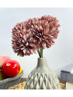TemmuzX Yapay Çiçek Krizantem Kartopu Pastel Mor Renk 7 Ayrı Tek Dal Demet