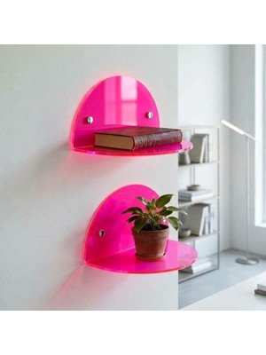 TemmuzX Oval Duvar Raf (2 Adet) (Neon Pembe)