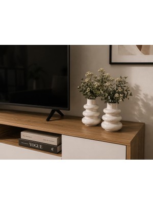 TemmuzX Handyol 2'li El Yapımı Taş Tozu Dekoratif Vazo Seti – Modern ve Minimalist Ev Dekoru