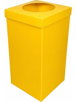 TemmuzX Geri Dönüşüm Kutusu Sıfır Atık Kutusu | Iç Mekan Atık Ayrıştırma Kutusu | Plastik Atıklar Için Sarı Oluklu Plastik Koli | 35X35X70 cm