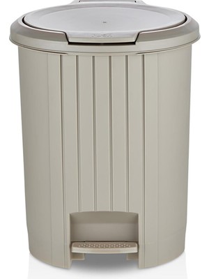TemmuzX 12 Litre Bas Aç Kapaklı Çöp Kovası - Click Kapak Pedallı Çöp Kovası Banyo Mutfak Çöp Kovası (Latte)