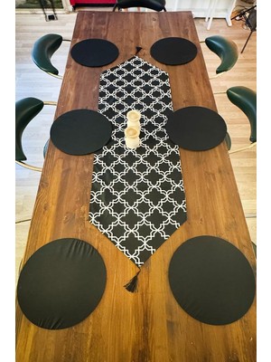 TemmuzX Runner Amerikan Servis Masa Örtüsü 6130 Siyah 145 x 40