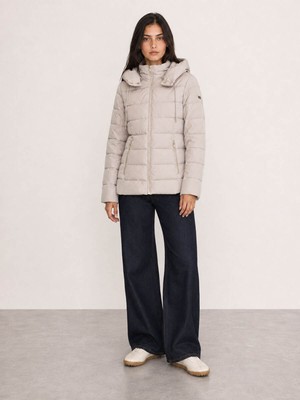 Loft Kapüşonlu Slim Fit Bej Kadın Mont LF2041093