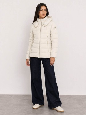 Loft Kapüşonlu Slim Fit Taş Kadın Mont LF2041093