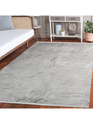 TemmuzX Gri Mermer Desenli Modern Kaymaz Taban Salon Halısı Dijital Baskı