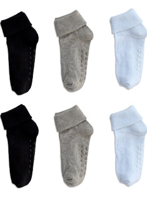 TemmuzX Monochrome Series Organik Pamuklu Kaydırmaz Çocuk-Bebek Çorabı 6'li Set