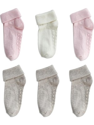 TemmuzX Monochrome Series Organik Pamuklu Kaydırmaz Çocuk-Bebek Çorabı 6'li Set