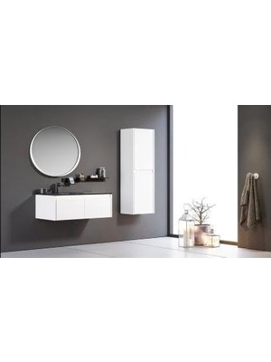 TemmuzX Lisbon 90 cm Banyo Dolabı Mat Beyaz