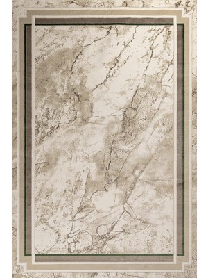 TemmuzX Krem Bej Mermer Desenli Modern Kaymaz Taban Salon Halısı Dijital Baskı